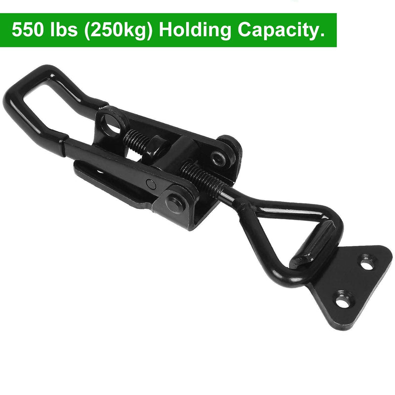 6Pack Adjustable Toggle Latch Clamp 550 lbs Holding Capacity Toggle Latch Hasp Clamp GH-4002 Quick Release Pull Latch Black Metal Draw Latch for Door, Box Case Trunk, Smoker Door, Jig Black-6pcs -550lbs