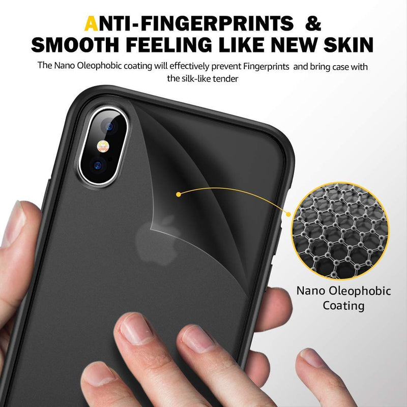 Humixx Shockproof Series iPhone Xs Case/iPhone X Case, [Military Grade Drop Tested] [Upgrading Materials] Translucent Matte Case with Soft Edges, Shockproof and Anti-Drop Protection Case-Black A-Black