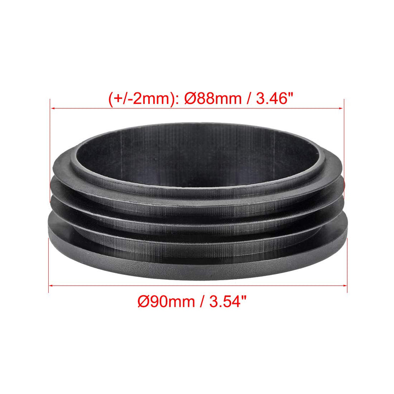 uxcell 4pcs 90mm Dia Plastic Tubing Plug Round Post End Caps for Handrail Stair Newel Guardrail Tube Black