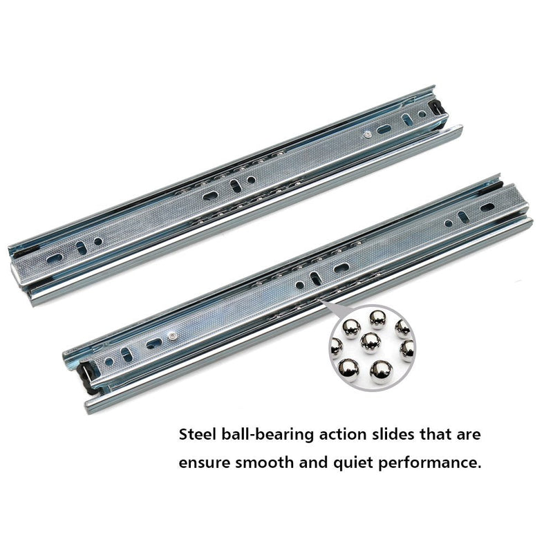 Drawer Slide 11 Inch Ball Bearing 3 Section Drawer Cabinet Slide, Side Mount 2pcs (Silver) 13 Inch Silver