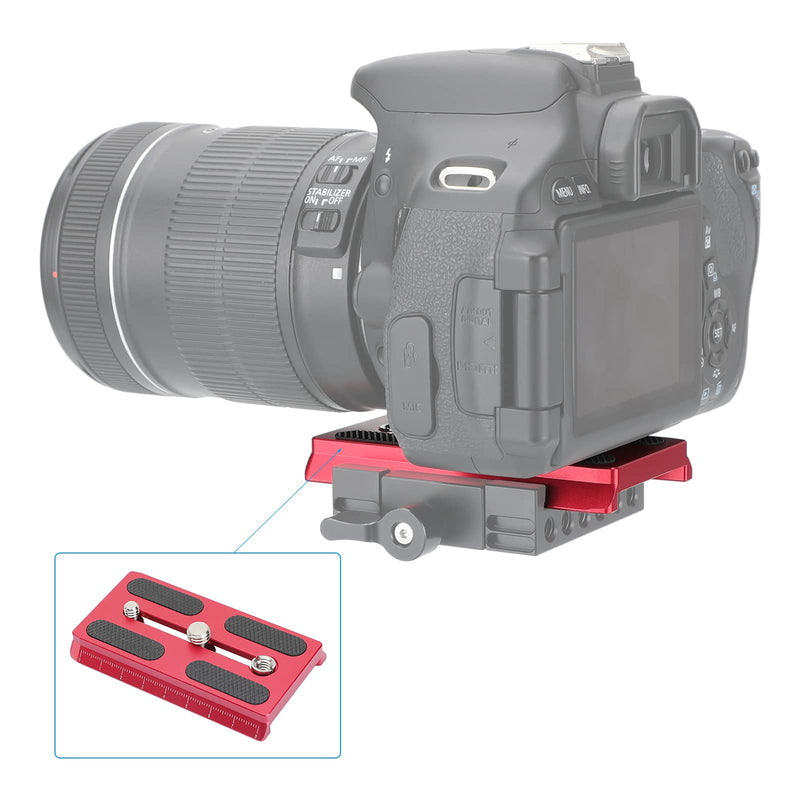 CAMVATE Camera Quick Release Plate with 1/4" & 3/8" Threads Compatible with 577/ 501/ 504/ 701 Tripod(Red) - 2886