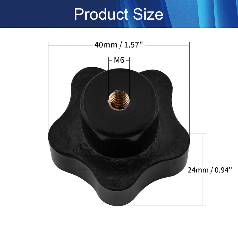 Bettomshin 5Pcs M6 Star Shape Knob Female Thread Nut Galvanized Screw Black Baklite Screw-On for Lathe Machine, Mechanical Equipment, Instrument and Apparatus,Industry Equipment