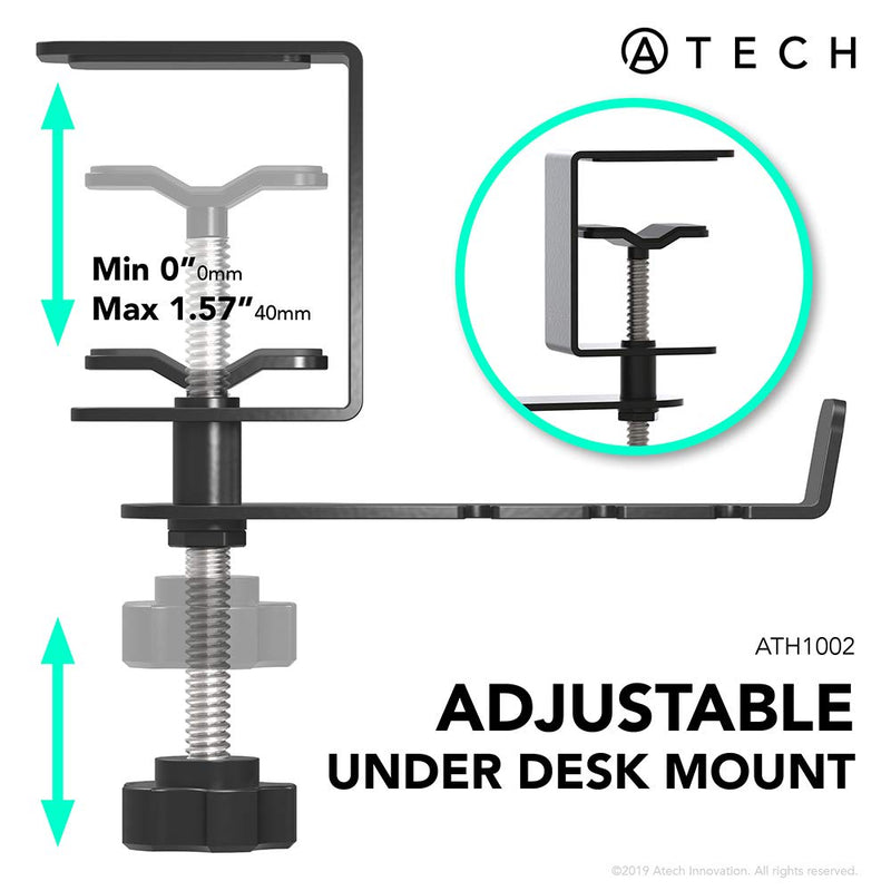 ATECH Bag Hanger, Clothing Accessories Mount with Full 360° Rotating Arm, All Metal Sturdy Clamp, Universal Fit up to 1.57in (40mm) Thickness