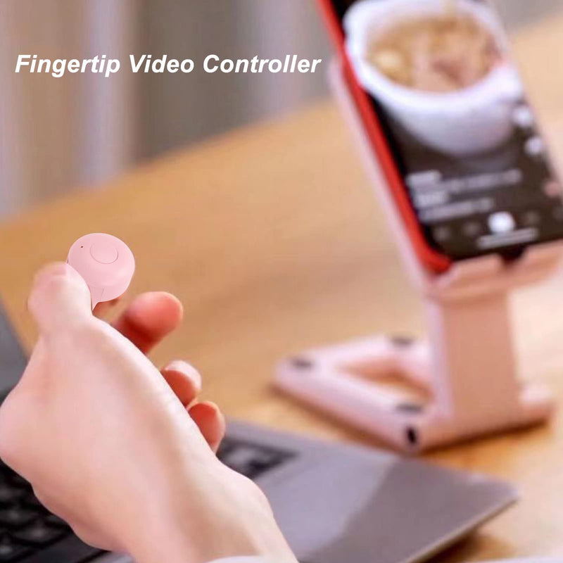 TikTok Remote Control App Page Turner, Wireless TIK Tok Scrolling Ring, Bluetooth Camera Video Recording Remote Shutter, Candy Color Silicone FingerRemote (Pink) Pink