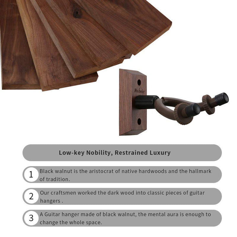 3 Pack Guitar Wall Mount, Neboic Wood Guitar Wall Hanger, Guitar Hook, Guitar Accessories for Acoustic Electric Bass Guitar Ukulele Banjo Mandolin Black