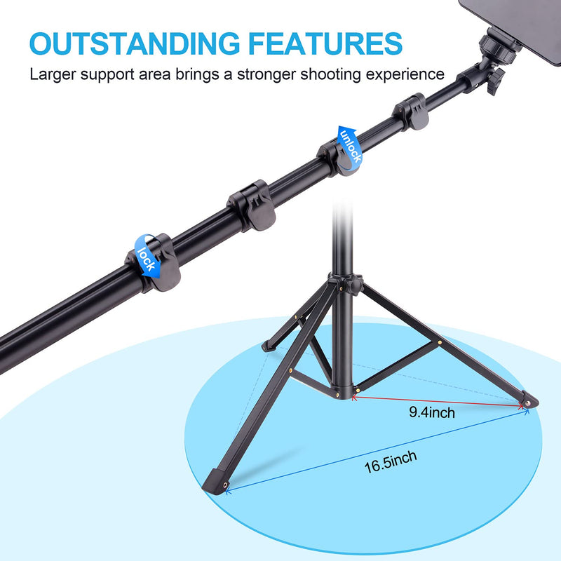Phone Tripod, 63” iPhone Stand with Remote for Cell Phone, Tripod for iPhone 14 13 12 Pro Max/11/XR/X/8, Galaxy Note 8/S10 More