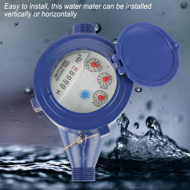 Plastic Cold Water Meter, DN15 Garden Home Cold Water Meter Single Water Flow Wet Table Measuring Tool