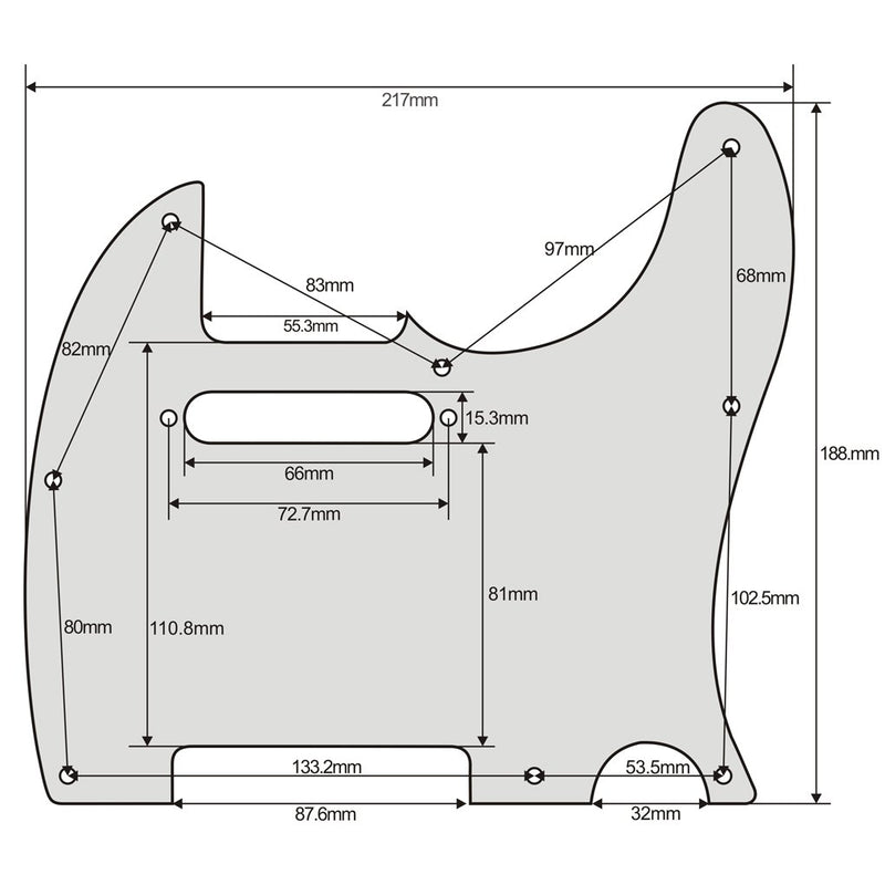 FLEOR 3Ply 8 Holes Tele Guitar Pickguard Wood Grain Surface UA Printing for Modern Style Fender Standard Telecaster Guitar, Mounting Screws 3Ply Wood Grain