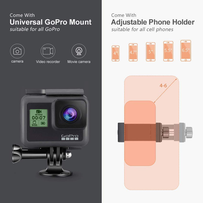 Zeadio Metal Tripod Video Rig, Handle Grip Stabilizer, Vlogging Filmmaking Recording Case, Fits for All iPhone and Android Smartphones Action Camera 2. Metal Version