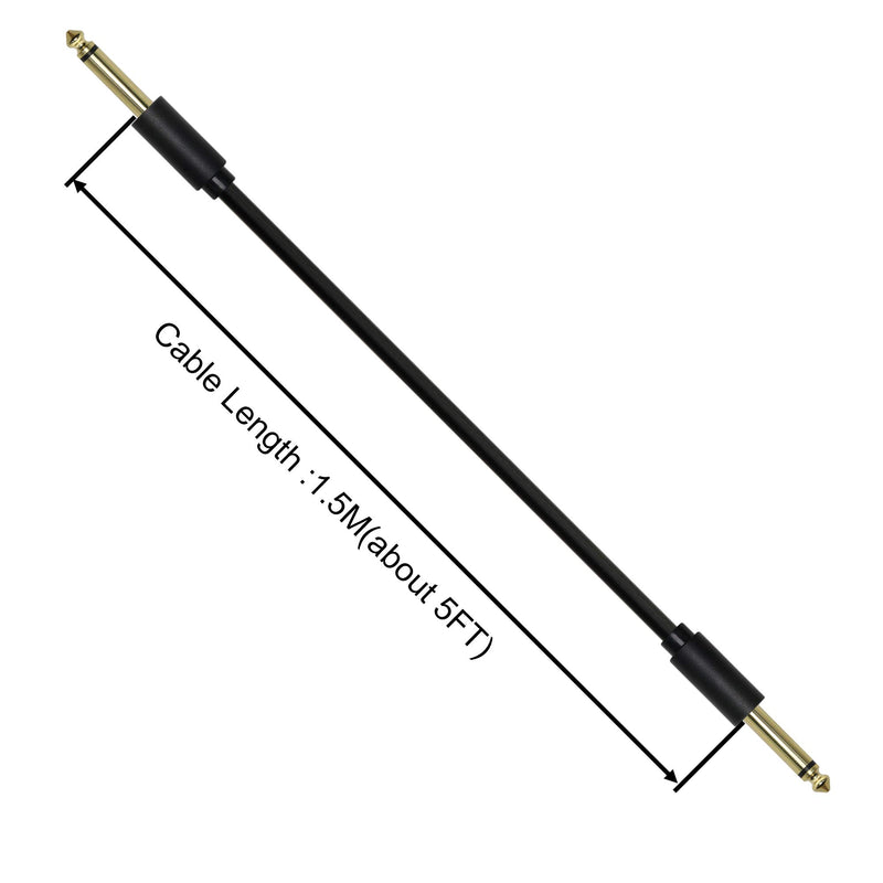 6.35mm Mono Guitar Instrument Cable,Straight 1/4 TS Male to 1/4 TS Male Unbalanced Patch Cords For Electric Bass Guitar,Amplifier Speaker,Line-level Audio etc (1.5) 1.5 Metres