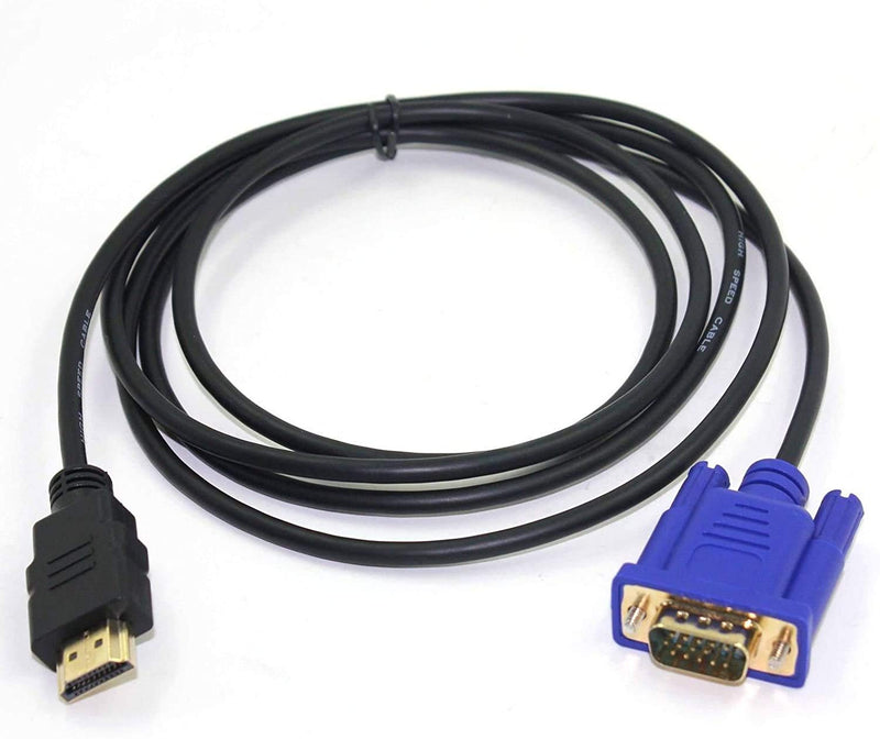 MaxLLTo 6FT HDMI Gold Male To VGA HD-15 Male 15Pin Adapter Cable 1.8M 1080P - ONLY for PC/Laptops HDMI to Monitor VGA Connection