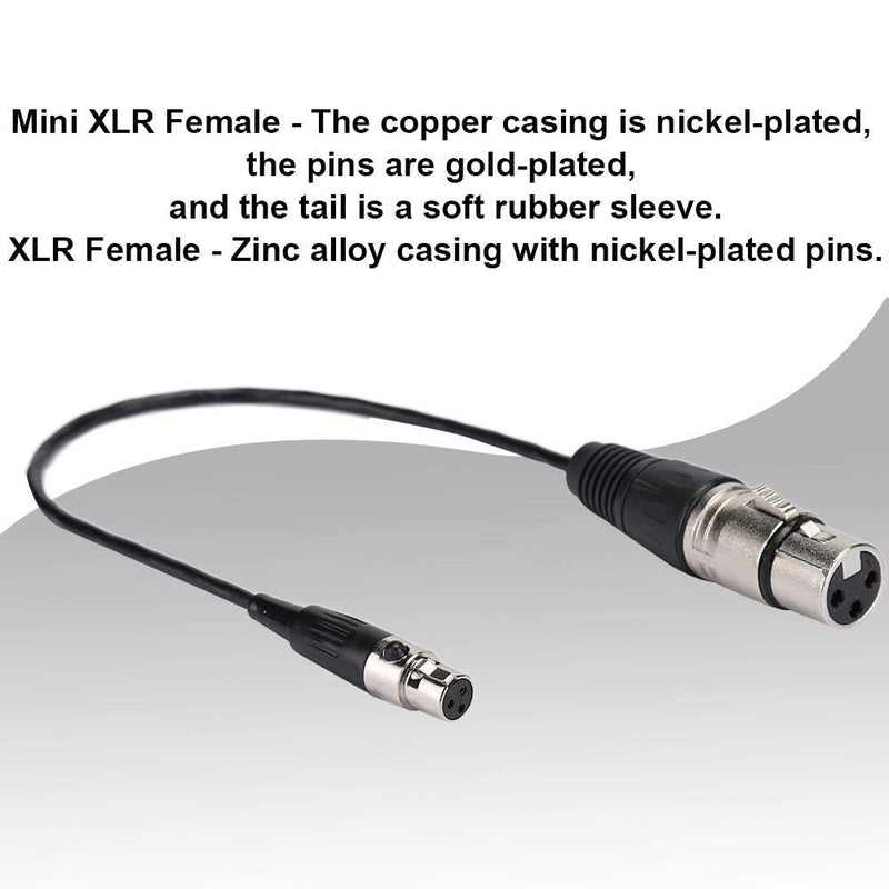 Mini XLR Plug, 3pin Female to XLR 3pin Female Audio Cable Connector, 30cm, for Cameras SLRs Standard Microphone Connection