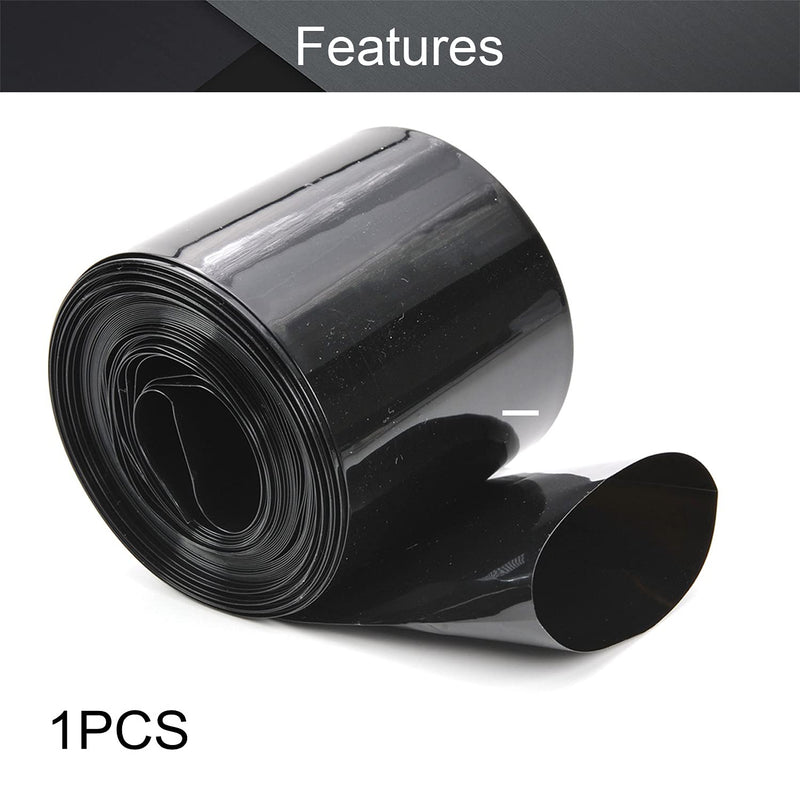 Yinpecly Black PVC Heat Shrink Tubing Flat Width 60mm, Length 7.5m for Big Battery Pack Power 1pcs