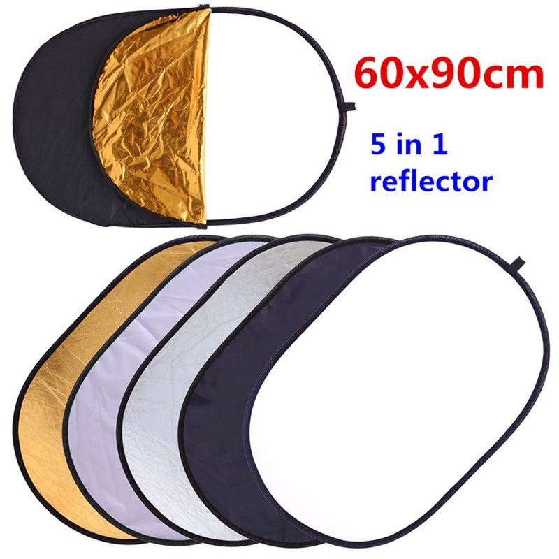 TRUMAGINE Collapsible 5-in-1 Oval Reflector 23"x35"/60x90cm Multi-Disc Light Reflector with Carrying Case for Photo Studio Shooting- Translucent, Gold, Silver, Black and White 23x35inch 5in1