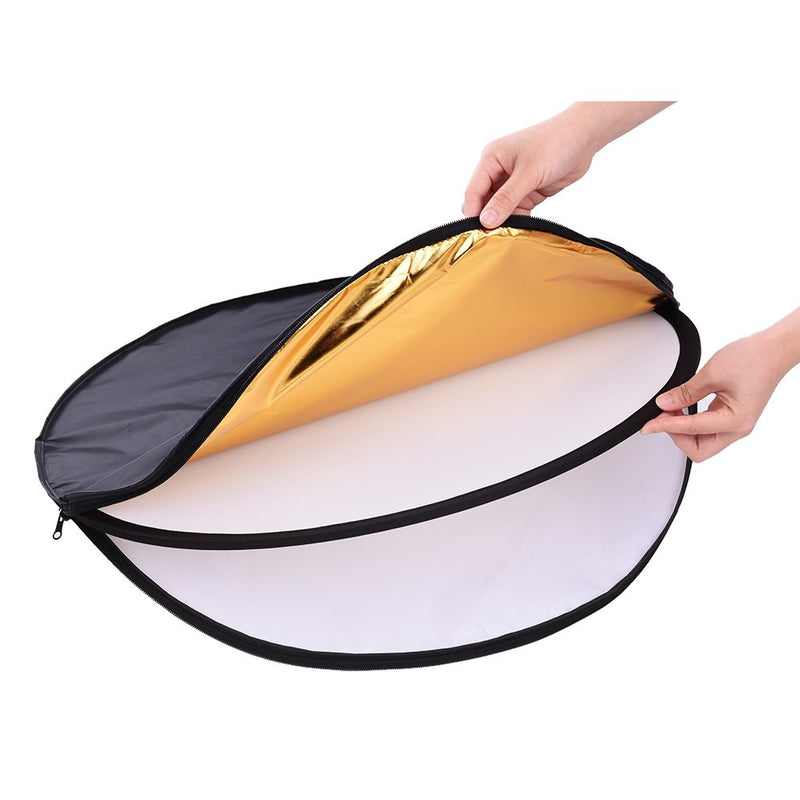 Andoer 24-Inch 60cm 5 in 1 with Gold Silver White Black and Translucent Portable Photography Light Reflector for Studio Photo Lighting Collapsible