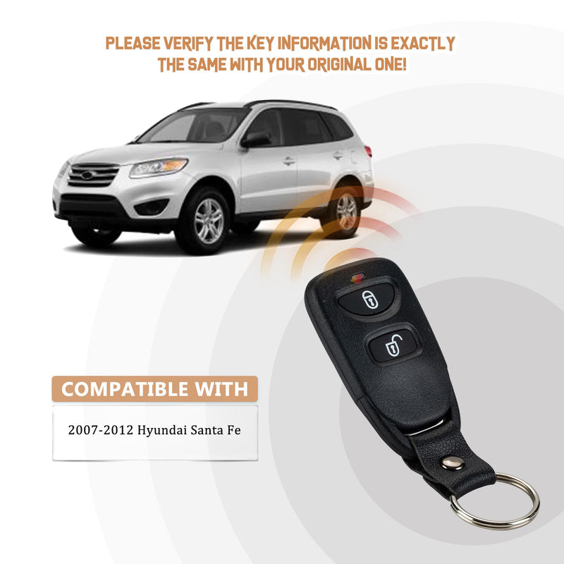 USAKeys New Keyless Entry Replacement for 2007/2008/2009/2010/2011/2012 Hyundai Santa Fe with FCCID: PINHA-T038 (Single) SINGLE