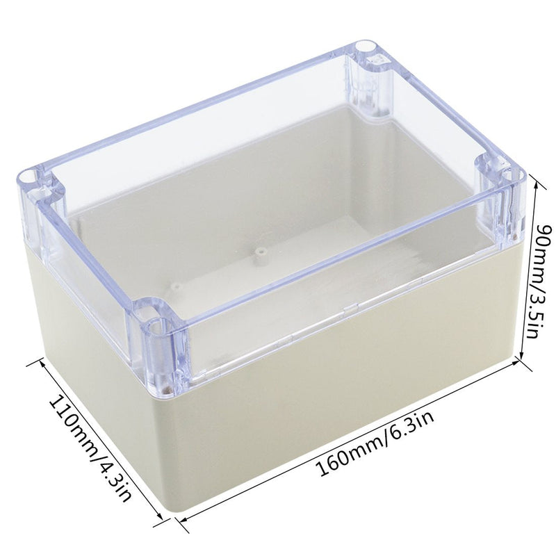 LeMotech ABS Plastic Junction Box Dustproof Waterproof IP65 Electrical Enclosure Box Universal Project Enclosure Grey with PC Transparent Clear Cover 6.3 x 4.3 x 3.5 inch(160 x110 x 90 mm) 6.3"x4.3"x3.5"