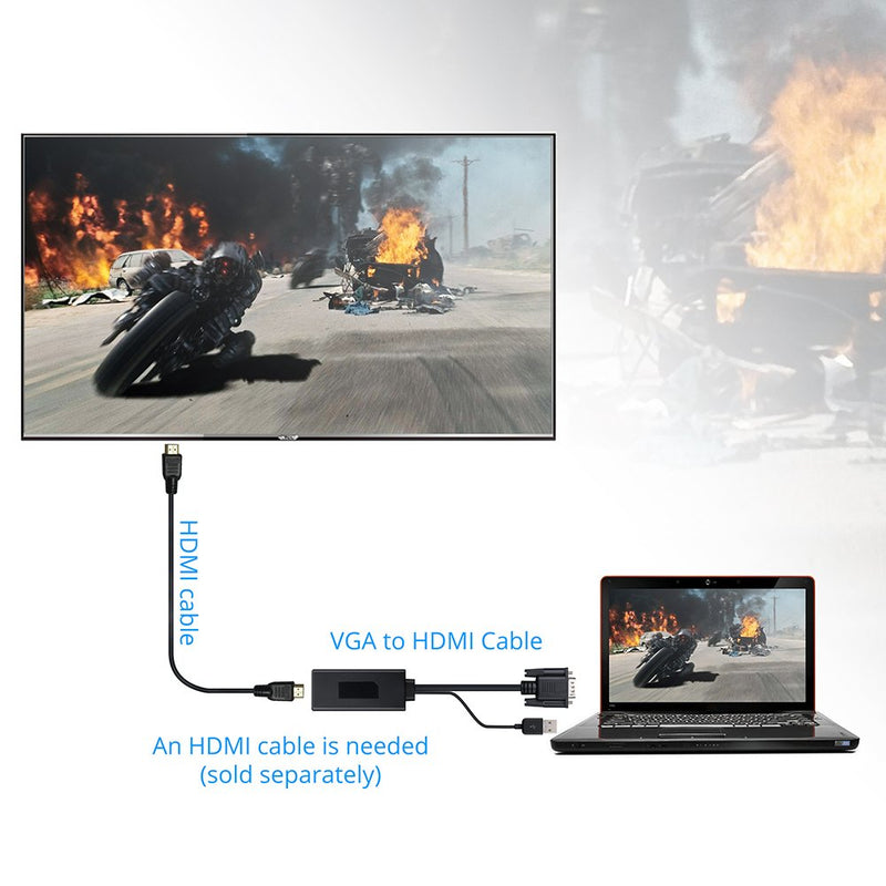 [AUSTRALIA] - Teswell 1080P Portable VGA to HDMI Adapter Video Converter with USB Audio and Power - Black 