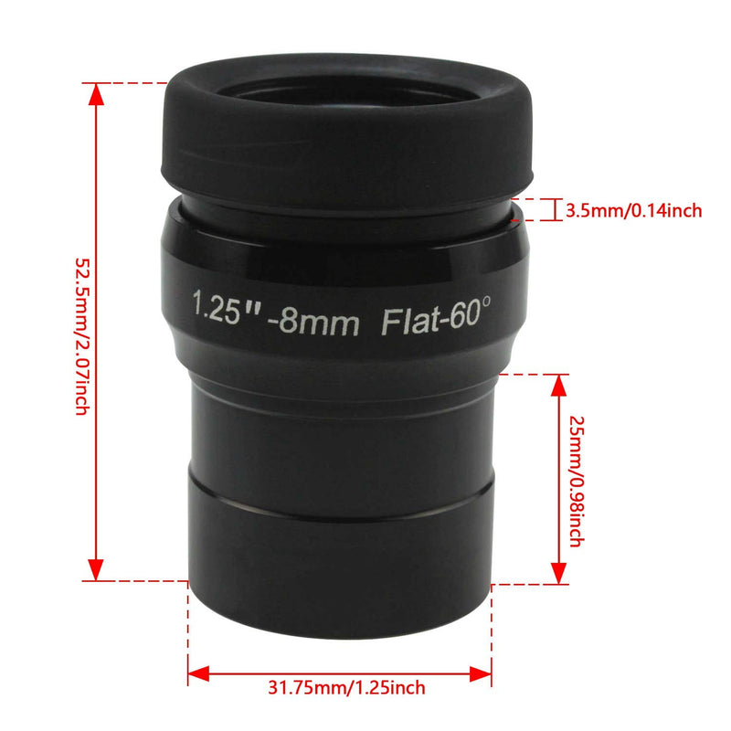 Astromania 1.25" 8mm Premium Flat Field Eyepiece - a Flat Image Field and Crystal-Clear Images