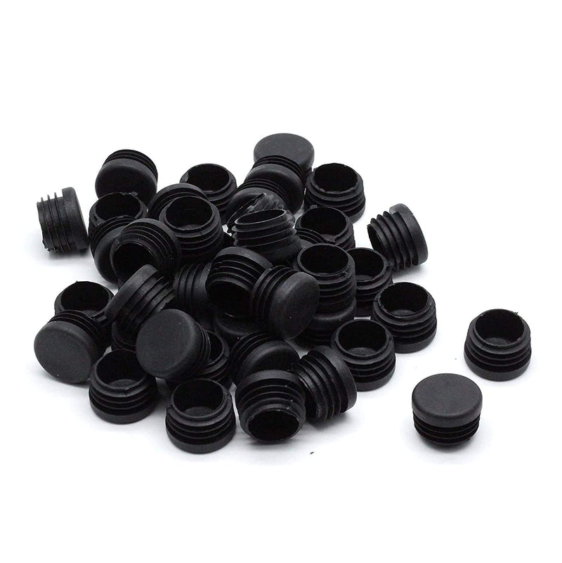 LC LICTOP 24mm Small Round Plastic Plug Black Chair Caps Pipe Tubing End Cap Cover Insert,Pack of 50