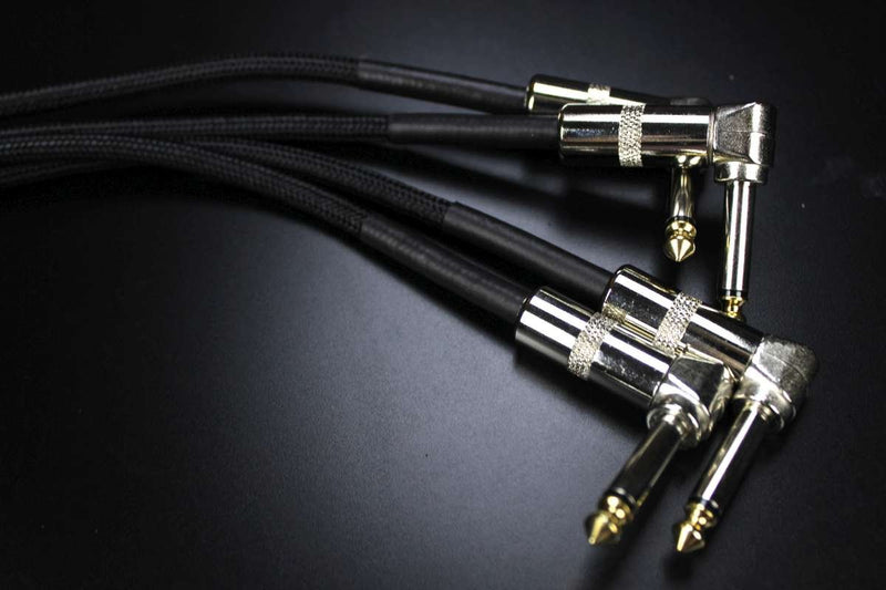 [AUSTRALIA] - 4 Pack 1/4" Right Angle 18" 1.5 ft Effects Pedal Patch Jumper Cables Cords Tweed 