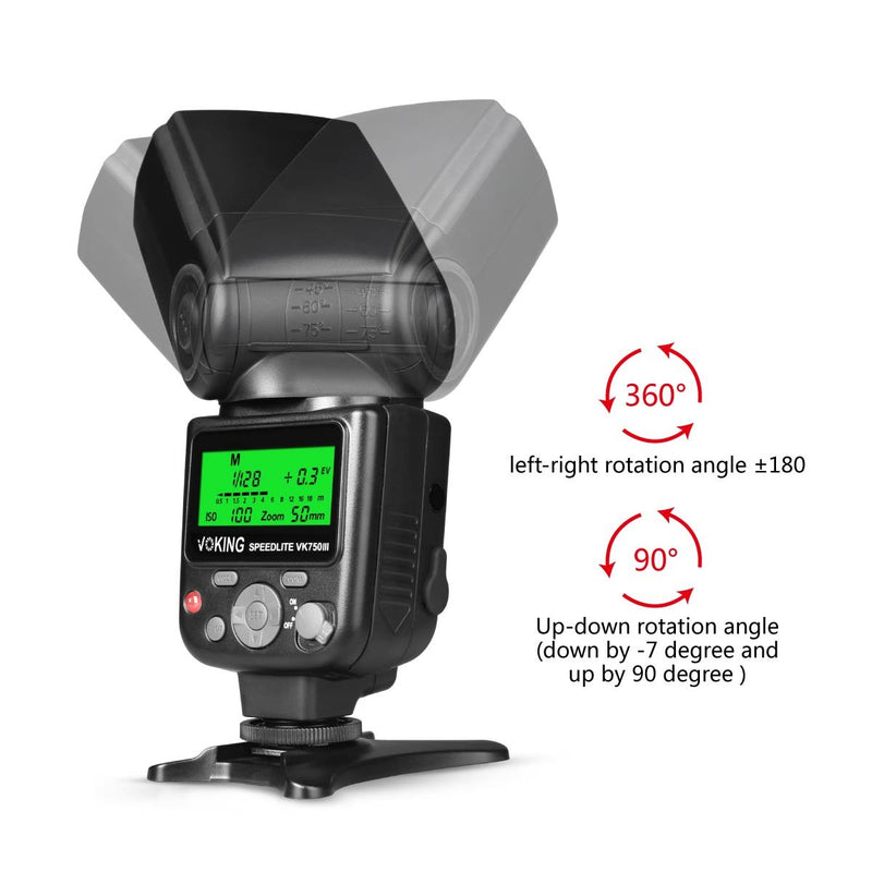 VOKING VK750III Remote TTL Camera Flash Speedlite with LCD Display Compatible with Nikon D3400 D3300 D3200 D5600 D850 D750 D7200 D5300 D5500 D500 D7100 D3100 and Other DSLR Cameras