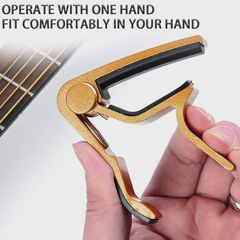IHUIXINHE Guitar Capo, Universal Acoustic Guitar, Electric Guitar, Electric Bass, Ukulele, Single-handed Metal Guitar Capo, Silicone Cushion, Non-harm, Multiple Colors (5 Pack)