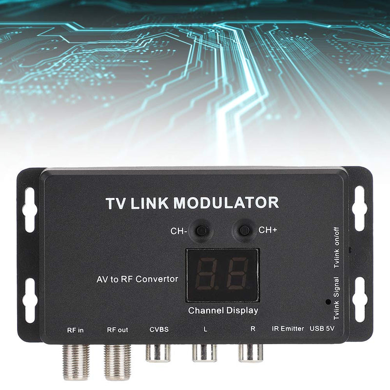 TV Link Modulator UHF Modulator, AV to RF Converter with Channel Display USB Plug and Play, Mini TM70 UHF Digital Modulator AV to RF Converter IR Extender Support PAL NTSC