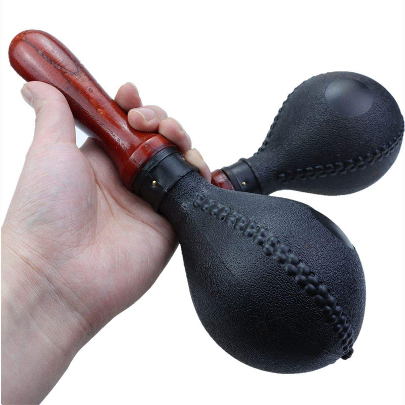 Heatoe 1 Pair Black Wood Handle Maracas, Sand Hammer Percussion Instrument Shakers Rattles for Beginners and Professionals