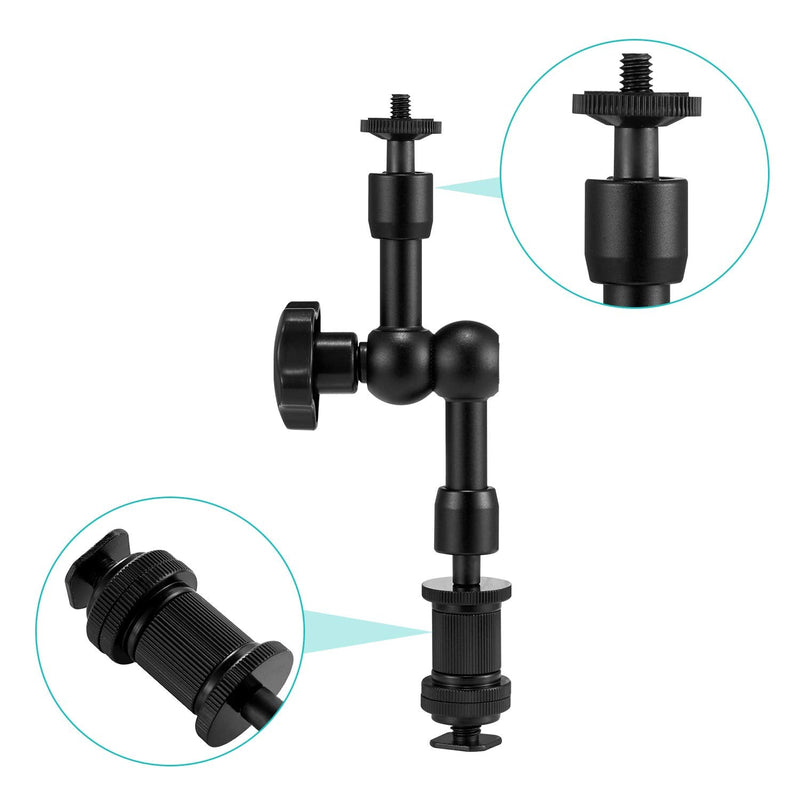 [AUSTRALIA] - WANBY 7 Inch Articulating Magic Friction Arm & Large Adjustable Super Clamp Pliers Clip with 1/4" and 3/8" Thread for DSLR Camera Rig, LCD Monitor, LED Flash Lights (7'Arm & Clip) 7'Arm & Clip 