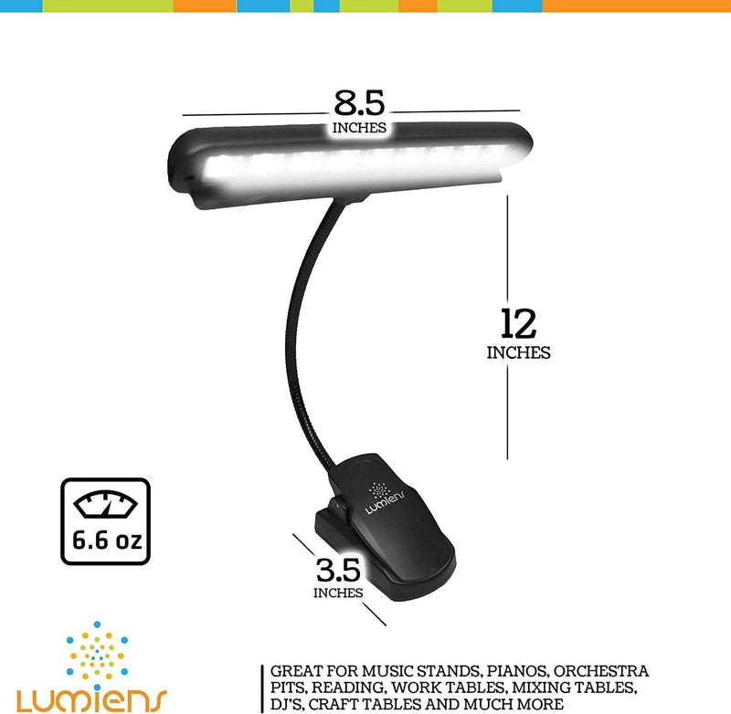 Lumiens L9 - Music Stand Light Clip On - LED Musician Lamp for All Music Stands, Pianos, Orchestra Pits, Work Tables, Desks, and More - #1 Among Music Stand Lights - AA Battery Powered