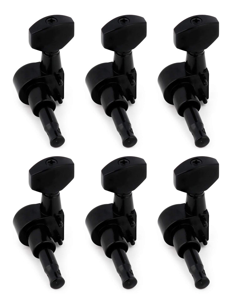 Metallor Sealed String Tuning Pegs Tuning Keys Grover Machines Heads Tuners 6 In Line Right Handed Electric Guitar Acoustic Guitar Parts Replacement Black.