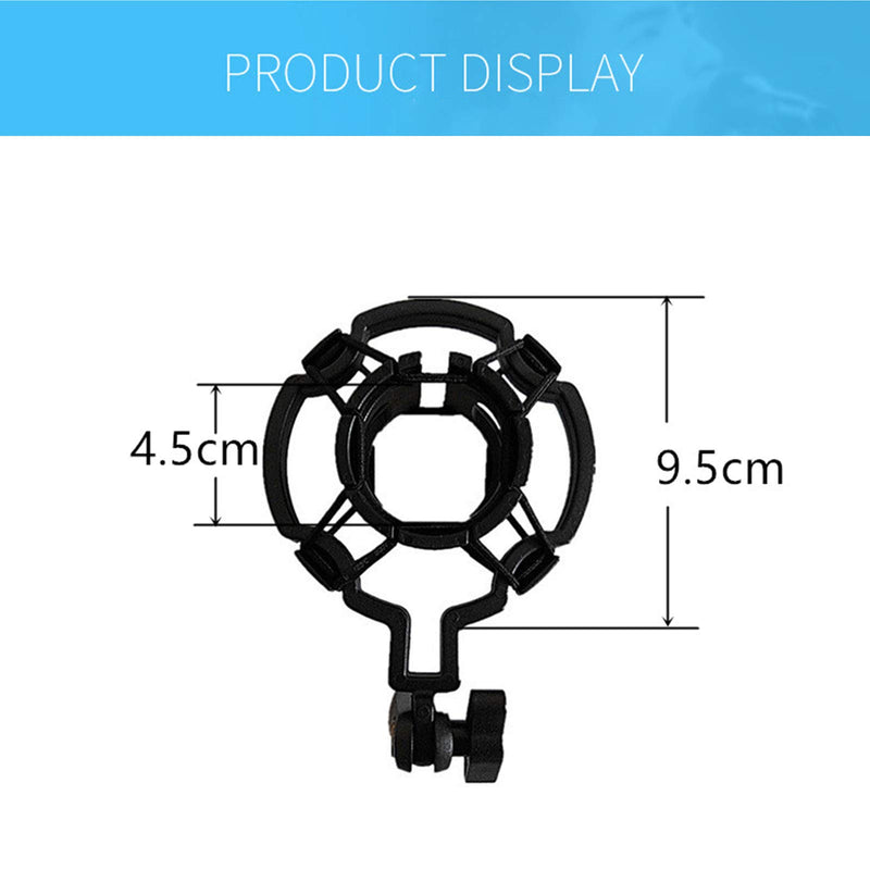 [AUSTRALIA] - Microphone shock mount, microphone shock-proof suspension shock mount fixing clip, suitable for most microphone sizes, size adjustable, Black 