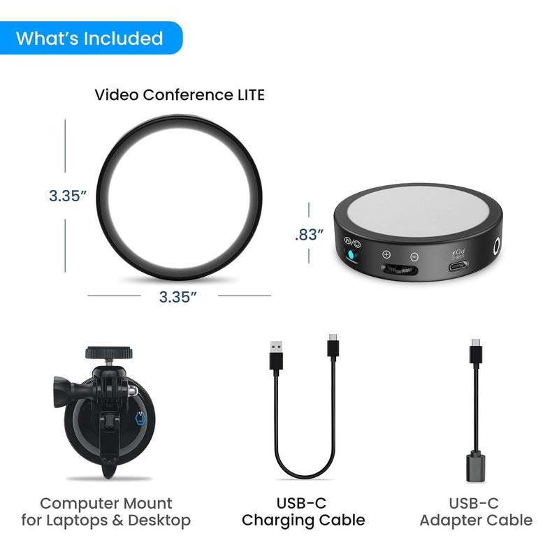 Lume Cube Video Conference Lighting Kit - LITE Edition | Computer Light for Video Conferencing & Live Streaming | Laptop Light, Adjustable Brightness and Color Temperature, Computer Mount Included