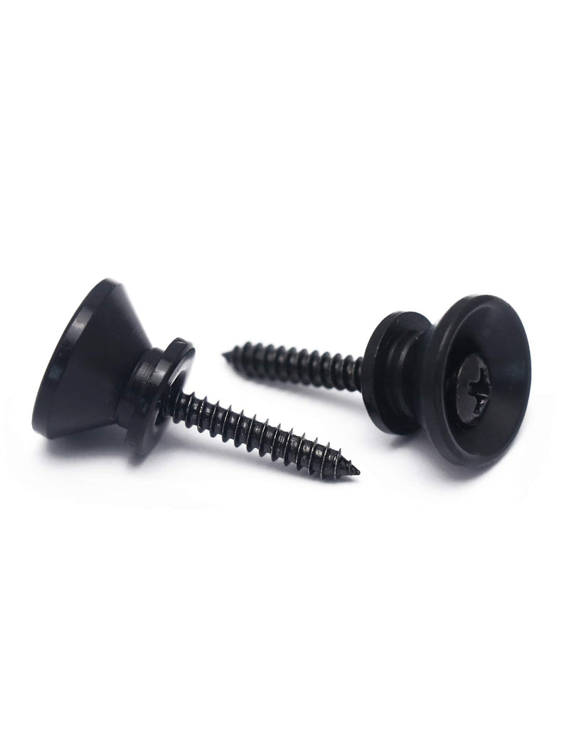 Metallor Guitar Strap Buttons Metal Guitar Strap Locks End Pins with Mounting Screws for Folk Acoustic Electric Guitar or Bass Ukulele Set of 2Pcs Bell Style. (Black) Black