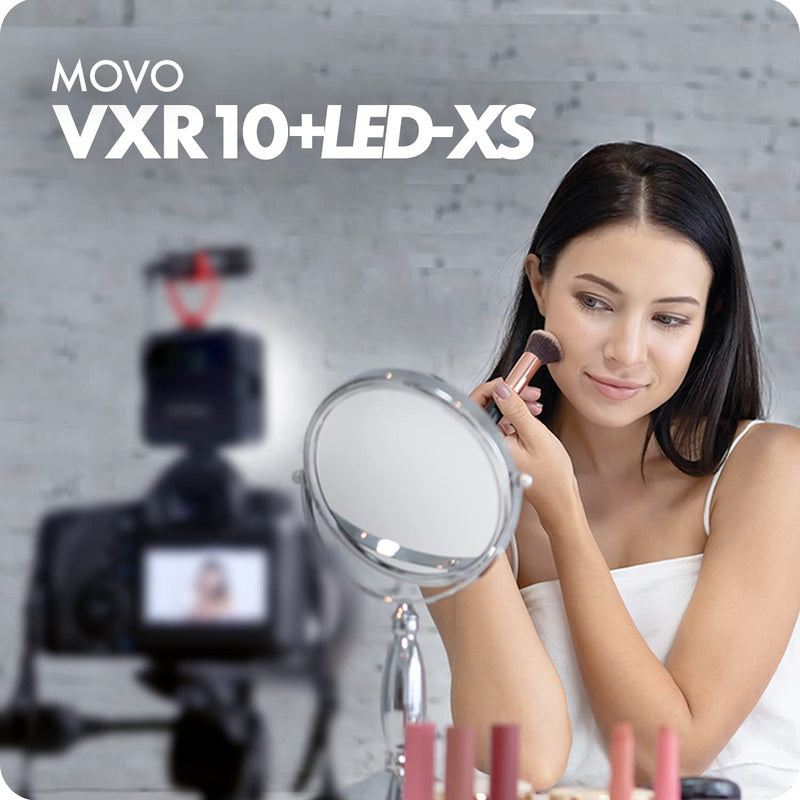 Movo Content Creator Video Kit with VXR10 Shotgun Condenser Video Microphone and Mini LED Video Light - Compact Mic and Light for Cameras and Smartphone Video