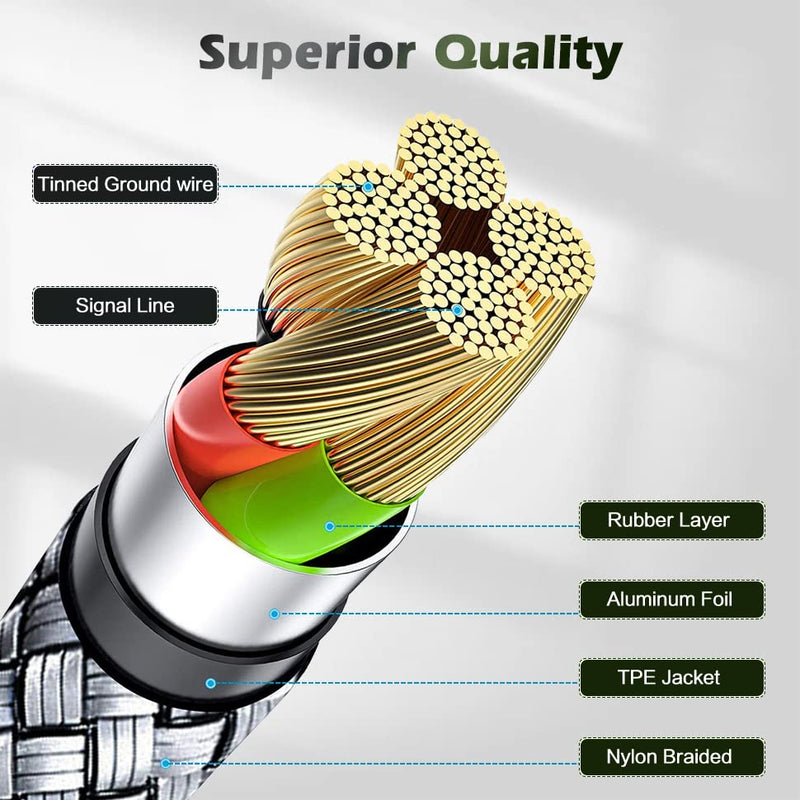 [AUSTRALIA] - iPhone Charger [Apple MFi Certified] 3-Pack 6FT Lightning Cable Nylon Braided Fast Charging iPhone Charger Long Cord Compatible with iPhone 14 13 12 11 Pro Max XR XS X 8 7 6 Plus SE and More 6FT 