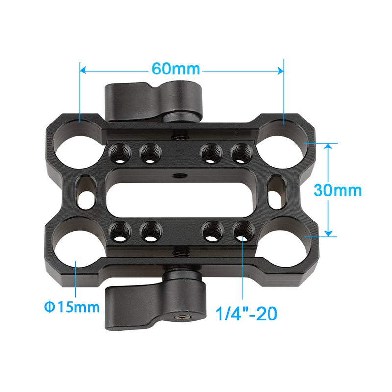 CAMVATE 15mm Rod Offset Raiser Clamp for Shoulder Rig Railblock System (Black Thumbscrew)