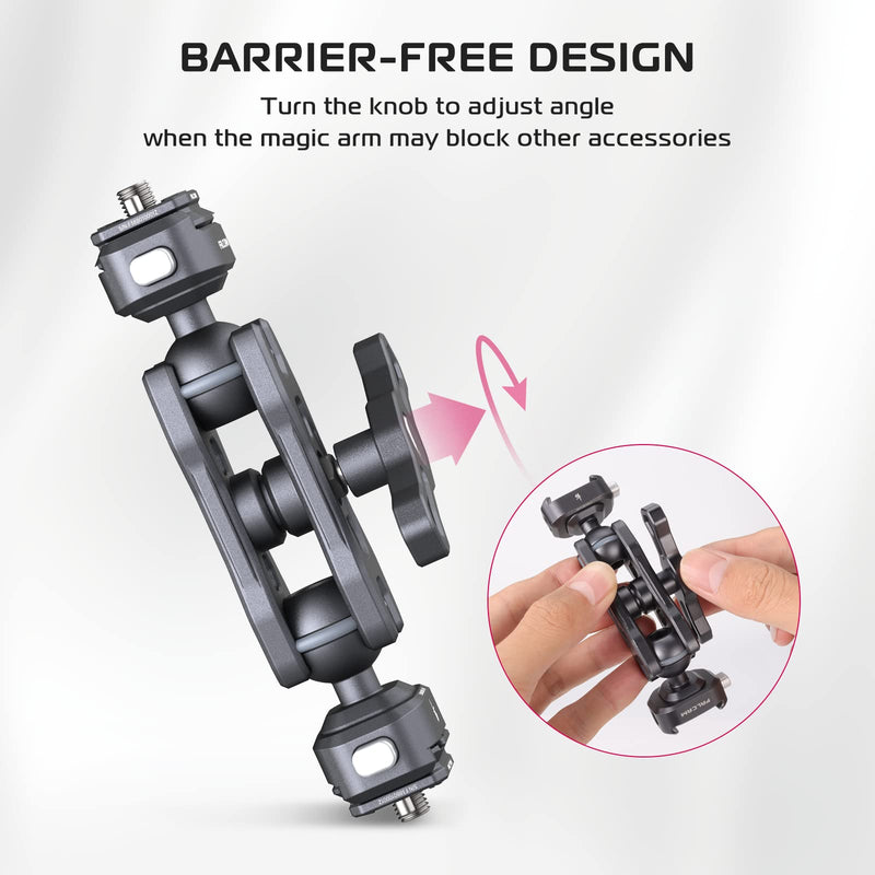 FALCAM F22 Dual Quick Release Articulating Magic Arm Kit, Camera Mounting Adapter w/ Double Ballheads, Aluminum Camera Accessory Kit for Filmmaker&Photographer, Fits for Sony Canon DSLR Monitor Webcam F22 Dual QR Magic Arm
