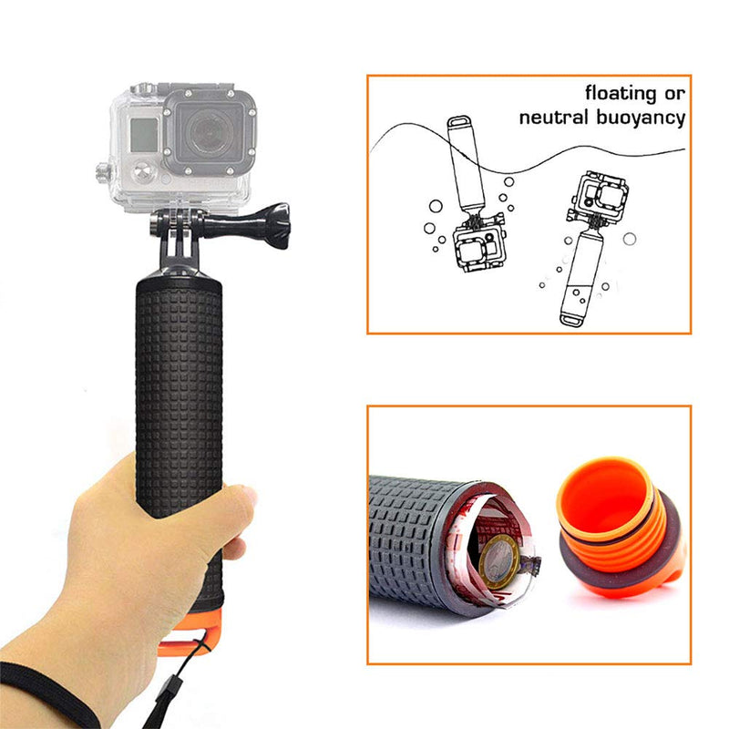 Harwerrel Waterproof Floating Hand Grip for GoPro Hero Session Black Silver Hero 7 6 5 4 3 3+ 2 1 SJ4000 SJ5000 Xiaomi Action Cameras with Camera Float Strap