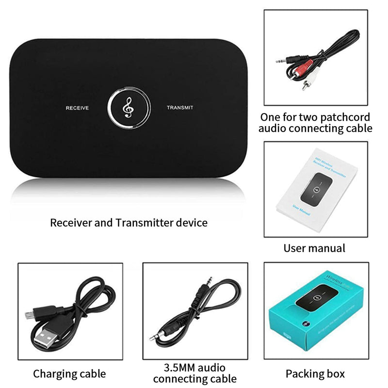 Bluetooth 5.0 Transmitter Receiver,GaoMee 2-in-1 Wireless Audio Adapter,3.5mm AUX RCA Adapter for TV PC Headphones Car Home Stereo System black