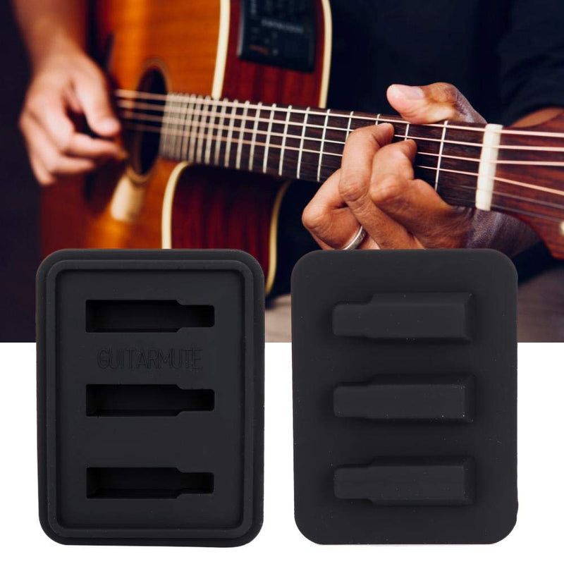 Dilwe Guitar Mute Silencer, Rubber Guitars Mute Silencer Pad for Classical and Folk Guitar (Black)