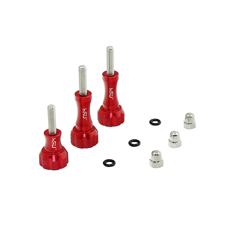 HSU Aluminum Thumbscrew Set + Wrench for Gopro Session, Hero 10, 9, (2018),Hero 8,7,6, 5, 4, 3+, 2, 1, AKASO Campark and Other Action Cameras (3pcs,Red) Thumbscrew Set + Wrench(Red)