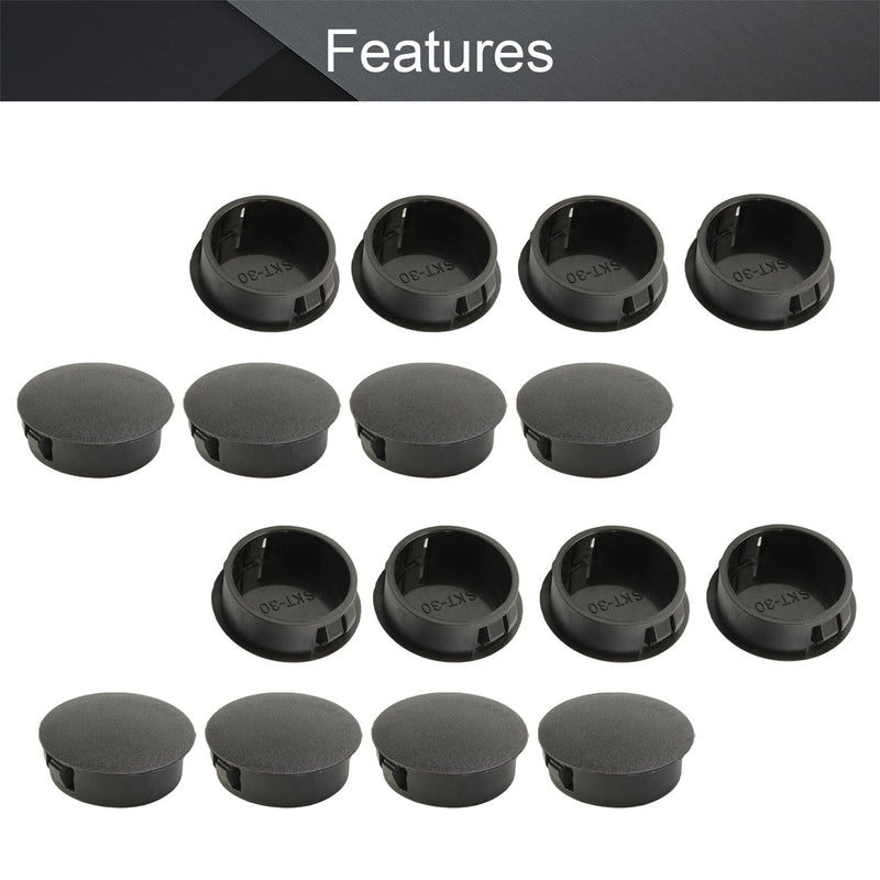 Fielect 100pcs Hole Plugs 30mm x 11.5mm Black Nylon Round Snap Panel Locking Hole Plugs Cover Cable Snap Bushing SKT-30