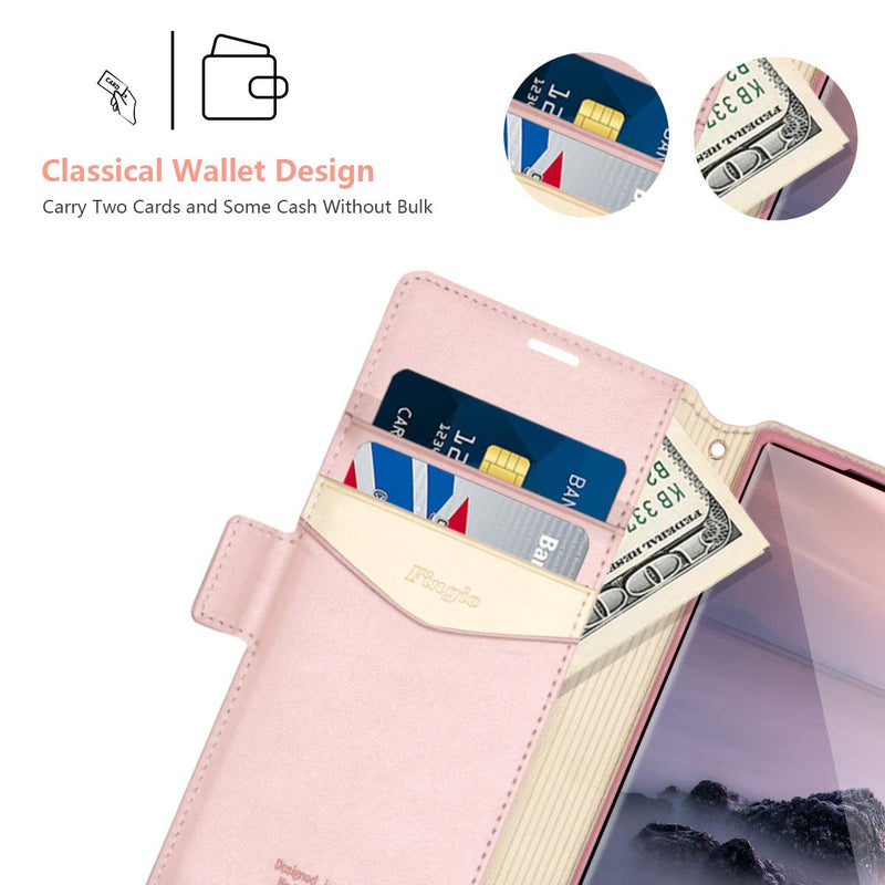 Samsung Note 20 Ultra Case, Note 20 Ultra Wallet Case, Fingic Rose Gold Marble PU Leather Wallet Case 2 ID & Credit Cards Slots Holder Side Pocket Kickstand Feature Flip Case Cover for Note 20 Ultra