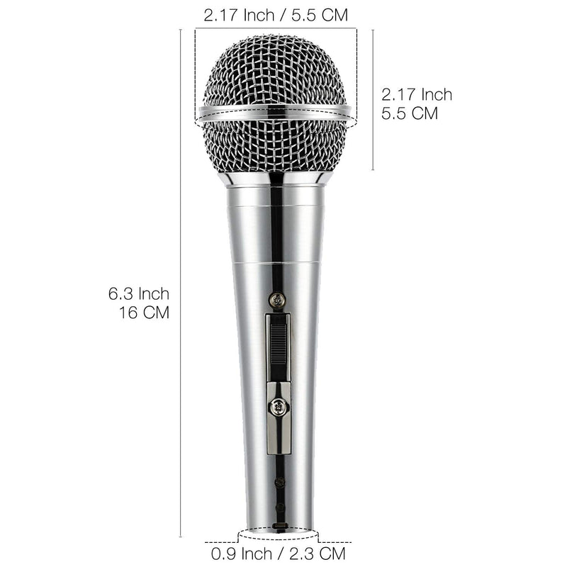 [AUSTRALIA] - Moukey Dynamic Microphone, MWm-3 Multipurpose Metal Wired Cardioid Handheld Mic with Switch 16.40 ft XLR Detachable Cable for Singing, Karaoke Machine, Vocal, Party, Stage, Podcast Silver 