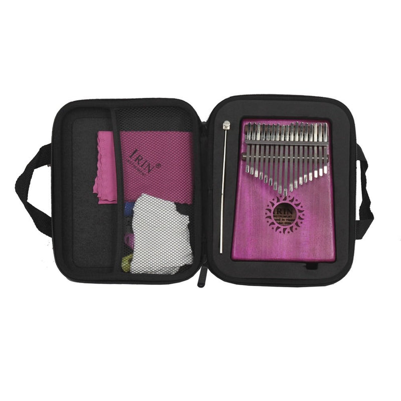 Mowind 17 Key Kalimba Case Thumb Piano Bag Shockproof Waterproof with Gloves Finger Stall Cleaning Cloth Black