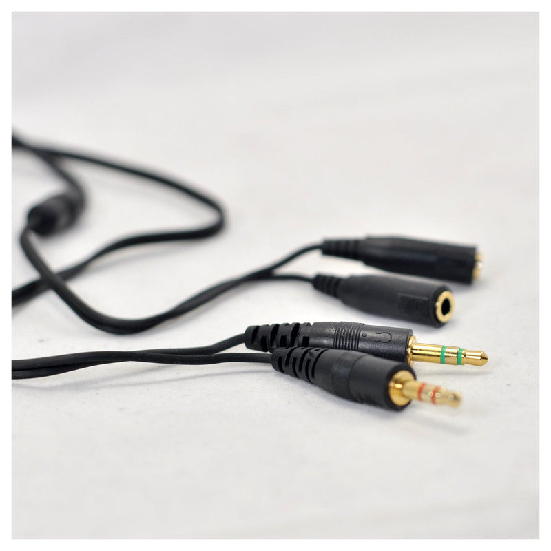 Ougual 2 Plugs 2 Jacks Microphone Audio Extension Cord 3.5mm Cable for Computer Gaming Headphone Headset (4.9 Foot,150cm, Black) 4.9 Foot (150cm)