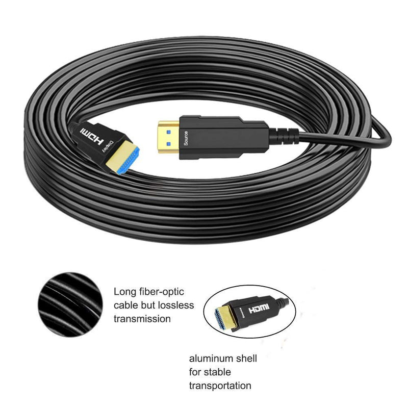 CABLEDECONN HDMI Fiber Optical 4Kx2K@60Hz Cable,Ultra HD High Speed 18Gbps,Compliant with HDCP2.2 Slim Flexible HDMI Optical Cable 20M 65FT 20 Meter