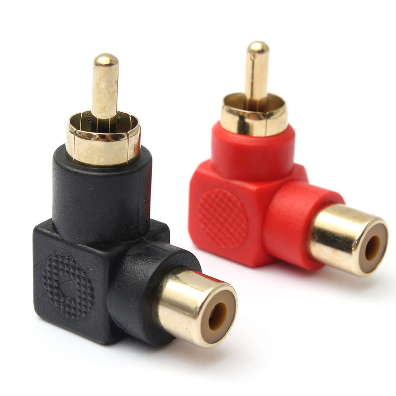 RCA Male to RCA Female Connectors Right Angle Plug Adapters M/F 90 Degree Elbow Gold-Plated (5 Black + 5 Red) (10-Pack) 10-Pack